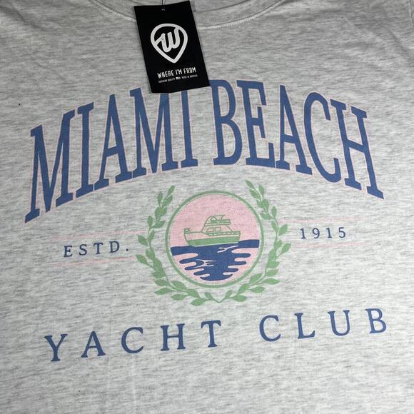 Where I'm From Miami Beach Yacht Club Woman’s Cropped Shirt CropTop Size Large - Picture 2 of 5
